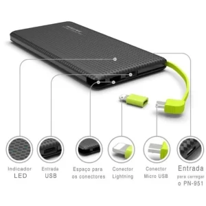Carregador Portátil Celular 10000mah Bateria Externa Pineng PN - 951 - Imagem 2