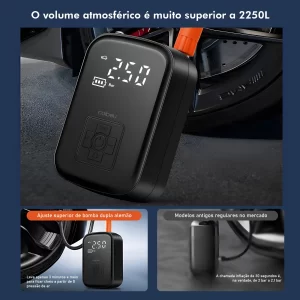 Compressor de Ar Portátil Digital - Calibrador Sem Fio para Carro, Moto e Bike - Imagem 3