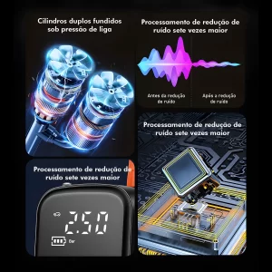 Compressor de Ar Portátil Digital - Calibrador Sem Fio para Carro, Moto e Bike - Imagem 2