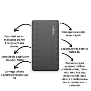 Carregador Portátil Turbo Power Bank 10.000mah Universal - pineng - Imagem 4