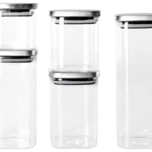 Jogo de Porta-Mantimentos de Vidro Quadrado Brinox Lock & Stock 5 Peças - Imagem 2