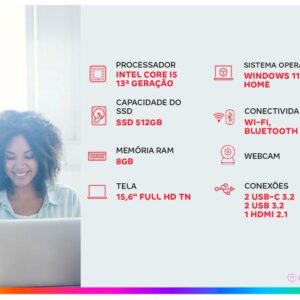 Notebook Acer Aspire Go Intel Core i5 13420H 8GB RAM 512GB SSD 15,6" Full HD Windows 11 AG15-71P-53GM - Imagem 4