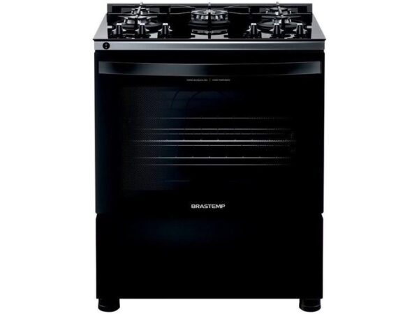 Fogão Brastemp 5 Bocas Preto com Turbo Chama - Mesa de Vidro BFS5VCEUNA