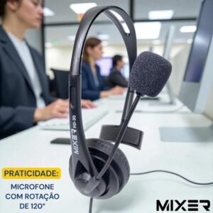 Fone De Ouvido Com Microfone Usb Headset Call Center Telemarketing Mixer HD30 Preto - Imagem 3