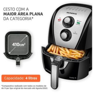 Air Fryer Mondial Family AFN-40-BI Preto e Inox 4L com Timer - Imagem 4