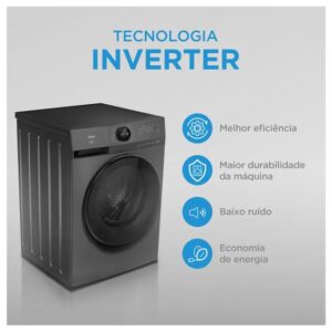 Lavadora de Roupas Midea Slim 11kg HealthGuard Smart Inverter Água Fria e Quente Titanium MF201W110WB/GK-01 - Imagem 3