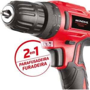 Furadeira e Parafusadeira Mondial a Bateria 12V com Maleta Power Tools FPF-06M - Imagem 4