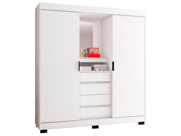 Guarda-roupa Casal com Espelho 2 Portas de Correr 4 Gavetas Araplac Sintra CAP24024
