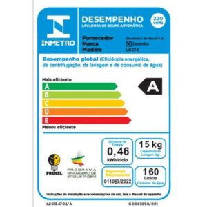 Lavadora de Roupas Electrolux 15kg Cesto Inox 11 Programas de Lavagem Branco Premium Care Jet&Clean e Time Control LEC15 - Imagem 3