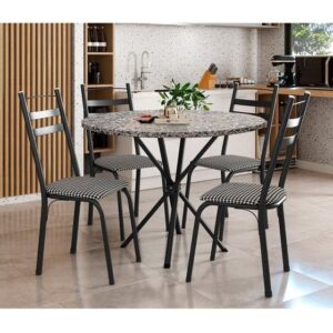 Mesa de Jantar 4 Cadeiras Redonda Artefamol América Capri - Imagem 3