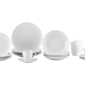 Aparelho de Jantar e Chá 20 Peças Tramontina de Porcelana Branco Redondo Silvia - Imagem 1