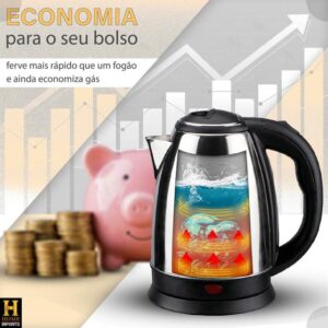 Chaleira Elétrica Portátil De Aço Inoxidável Com Desligamento Automático Para Café Chá Agua Linha Premium - Best - Imagem 4