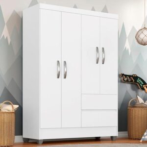 Guarda Roupa Solteiro Bruna 4 Portas Branco FF - A Móveis Arapongas - Imagem 1