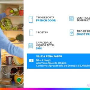 Geladeira/Refrigerador Electrolux Multidoor Efficient com AutoSense e Inverter 590L Black Inox Look IM8B - Imagem 3