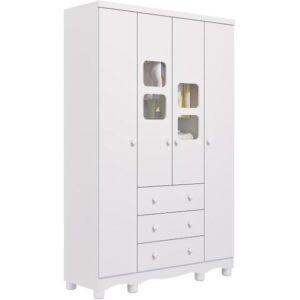 Guarda Roupa Infantil 4 Portas 3 Gavetas 100% MDF Uli - Faura - Imagem 2