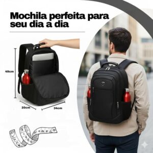 Mochila Masculina Faculdade Impermeável Resistente Grande Alça de Aço - Dazzore - Imagem 3