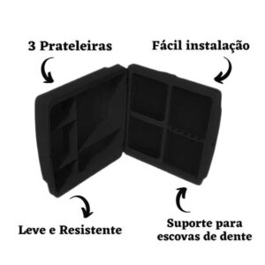 Armário Preto Com Porta Banheiro Espelho Armarinho Organizador Forte - Armário Banheiro - Imagem 4