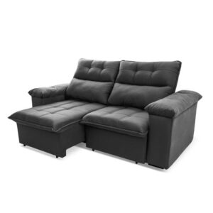 Sofá Retrátil/Reclinável Verona 1,80m Suede Velut Cinza c/ Molas no Assento - King House - Imagem 4