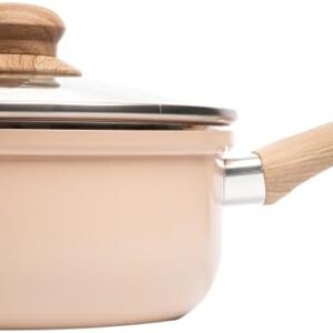 Panela de Indução LYOR, 16cm, Bege, Alumínio | com Tampa de Vidro, com Revestimento Cerâmico - Imagem 2