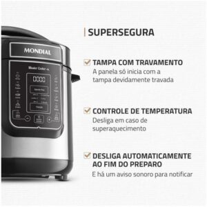 Panela de Pressão Elétrica 6L Mondial Digital Master Cooker PE-60-6L-I - Imagem 4