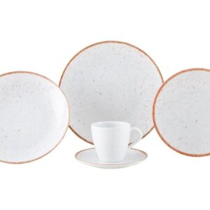 Aparelho de Jantar 20 Peças Tramontina Redondo Porcelana Branco e Marrom Mare - Imagem 3