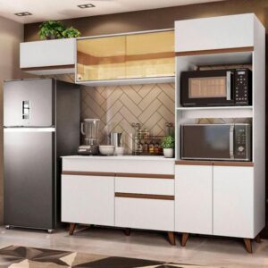 Armário de Cozinha Completa Madesa Reims 260001 com Balcão e Tampo - Branco - Imagem 1