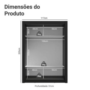 Guarda-Roupa Solteiro Madesa Denver 2 Portas de Correr com Espelho - Imagem 3