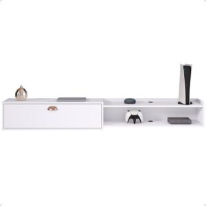 Rack Bancada Suspensa 1.8 Estante Home Supremo King Tv 70 Pol. 1 Porta Nicho Organizador Sala Quarto - Lojas RPM (Branco) - Imagem 6