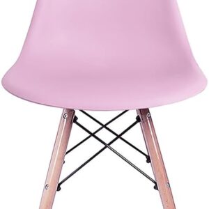 Cadeiras Charles Eames Eiffel em Polipropileno Com Pés De Madeira, Versátil, Elegante para Sala De Jantar Cozinha, e Bar, na Cor Rosa - Imagem 1