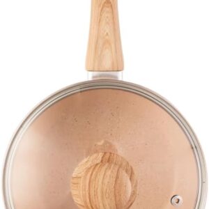 Panela de Indução LYOR, 16cm, Bege, Alumínio | com Tampa de Vidro, com Revestimento Cerâmico - Imagem 3
