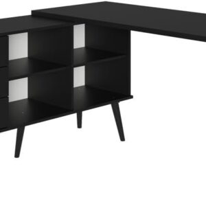Escrivaninha Em L Mesa Para Computador Gamer 3 Gavetas Preto Lisboa Madesa - Imagem 9