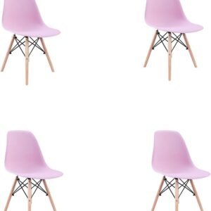 Cadeiras Charles Eames Eiffel em Polipropileno Com Pés De Madeira, Versátil, Elegante para Sala De Jantar Cozinha, e Bar, na Cor Rosa - Imagem 6