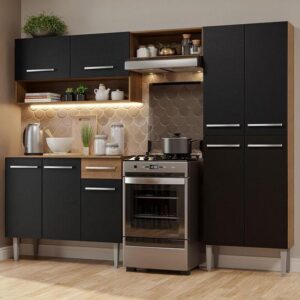 Armário de Cozinha Compacta Rustic/Preto Emilly Pop Madesa XA - Imagem 1