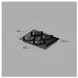 Cooktop 4 Bocas a Gás GLP Electrolux Mesa de Vidro Preto Acendimento Automático Efficient KE4GR - Imagem 4