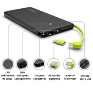 Carregador Portátil Turbo Power Bank 10.000mah Universal - pineng - Imagem 3