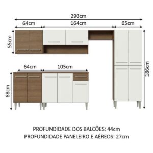 Armário de Cozinha Completa 293cm Emilly Madesa 01 - Imagem 3