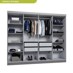 Guarda Roupa Casal 8 Portas 4 Gavetas Paris Espresso Móveis - Imagem 4