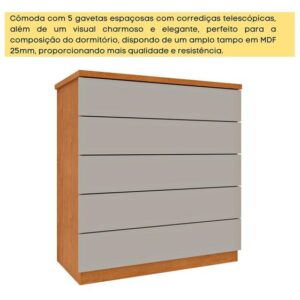Cômoda 5 Gavetas 86cm Premium - Tcil Móveis - Imagem 4