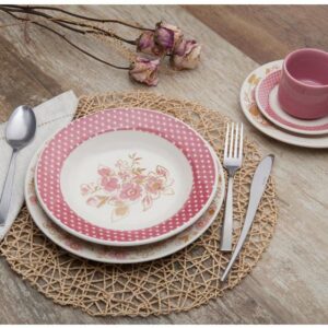 Aparelho de Jantar Chá 30 Peças Biona Cerâmica Redondo Rosa Donna AE30-5160 Oxford - Imagem 4