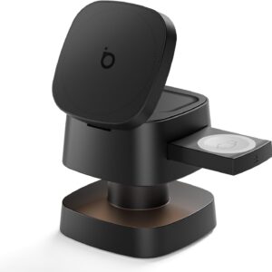 Carregador Sem Fio 4 em 1 Basike - Carregador por Indução15W Rápido Compatível para iPhone 16/15/14/13 Series, Apple Watch, AirPods com Luz de Noturna (Preto) - Imagem 1