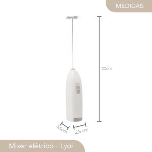 Mini Mixer Misturador Elétrico para Bebidas LYOR | Inox e Plástico Branco, Eficiente e Compacto para Batidas e Misturas Rápidas - Imagem 2