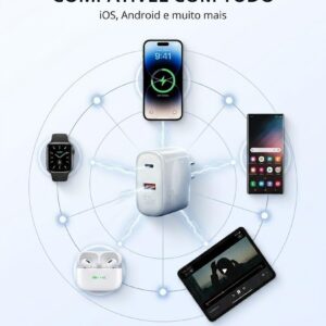Carregador 50W + Cabo Compatível i.Phone, i.Phone X Xr 8 11 12 13 14 Plus Pro Max i.Pad, Carregamento Ultra Rapido, Fonte USB-C, Carga Rápida, Produto Homologado Anatel - Imagem 4