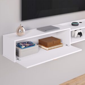 Rack Bancada Suspensa 1.8 Estante Home Supremo King Tv 70 Pol. 1 Porta Nicho Organizador Sala Quarto - Lojas RPM (Branco) - Imagem 5