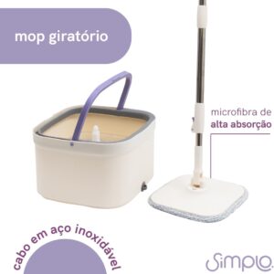 Mop Giratório Simplo | Água Nova, com Balde e Esfregão - Imagem 5