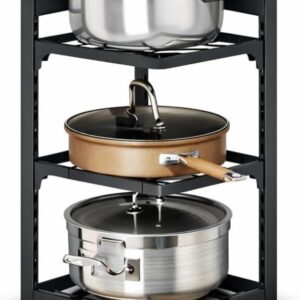 Organizador de Panela 3 Andares em Metal | Suporte Vertical para Armazenamento de Panelas, Tampas, Cozinha | Ótimo para Apartamento e Ambientes Pequenos, Organizador de Panelas Premium - Imagem 1