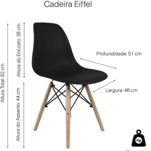 Cadeiras Charles Eames Eiffel em Polipropileno Com Pés De Madeira, Versátil, Elegante para Sala De Jantar Cozinha, e Bar, na Cor Rosa - Imagem 2