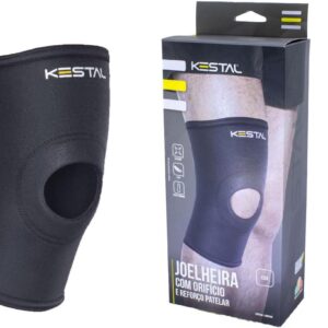 Joelheira Cinta Ortopédica Longa Com Orifício e Reforço Saúde Kestal Ksn002 (Preta, G) - Imagem 3