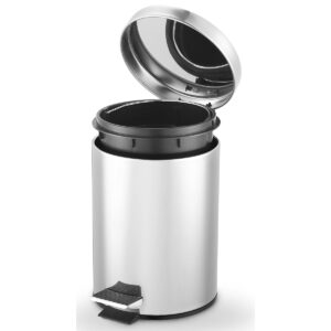 Lixeira Redonda Powermaid com Pedal Emborrachado, Aço Inox, 3 litros - Imagem 1