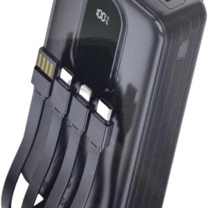Power Bank 20.000mAh com 4 Conectores, Display Digital e Carregador Portátil para Celular e Tablet, Bateria Externa Recarregável para Viagem, Trabalho, Estudo e Uso Diário, Preto - Imagem 4