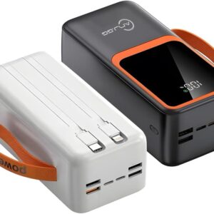 Carregador de Alta Autonomia 50000mah Conexão Digital Turbo PD para Viagens e Camping Fonte de Energia Portátil Turbo 22.5W PD Ultra Capacidade Multidispositivo (Preto) - Imagem 6